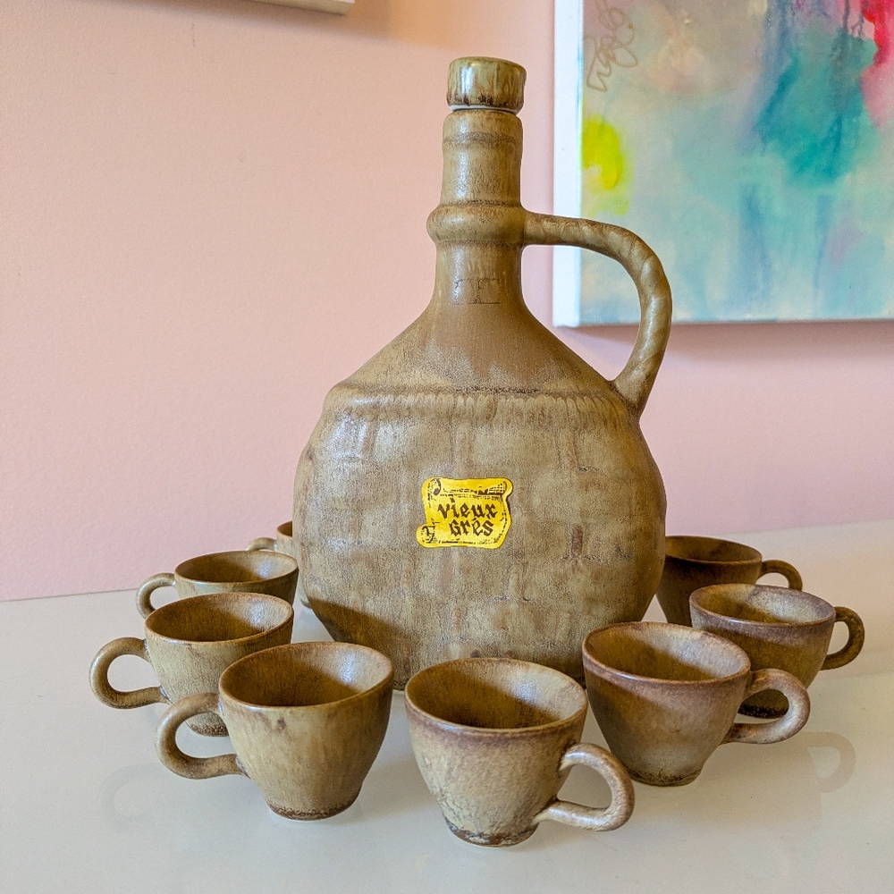 ❤️ Vintage Vieux Gres pottery tasting set
